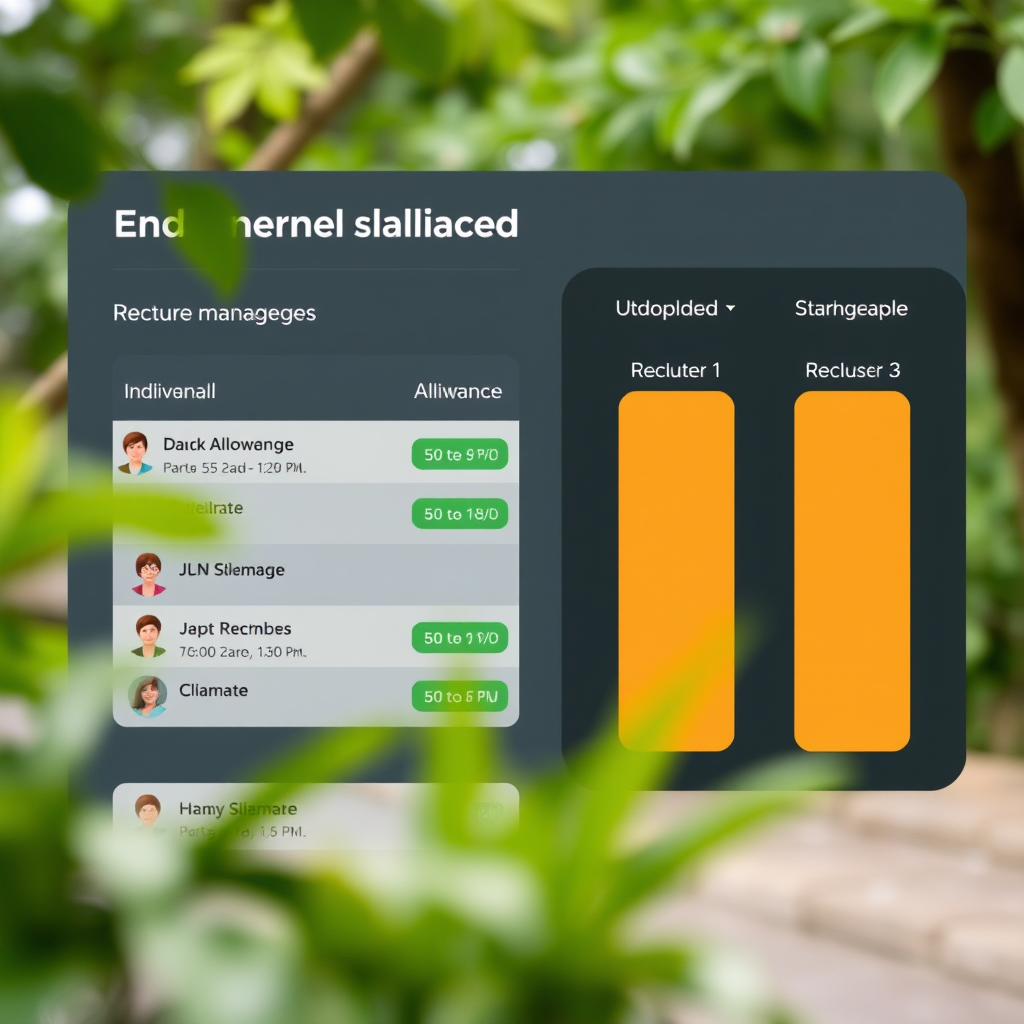 Employee mobile allowance management system showing individual allowance limits and recharge history for staff members